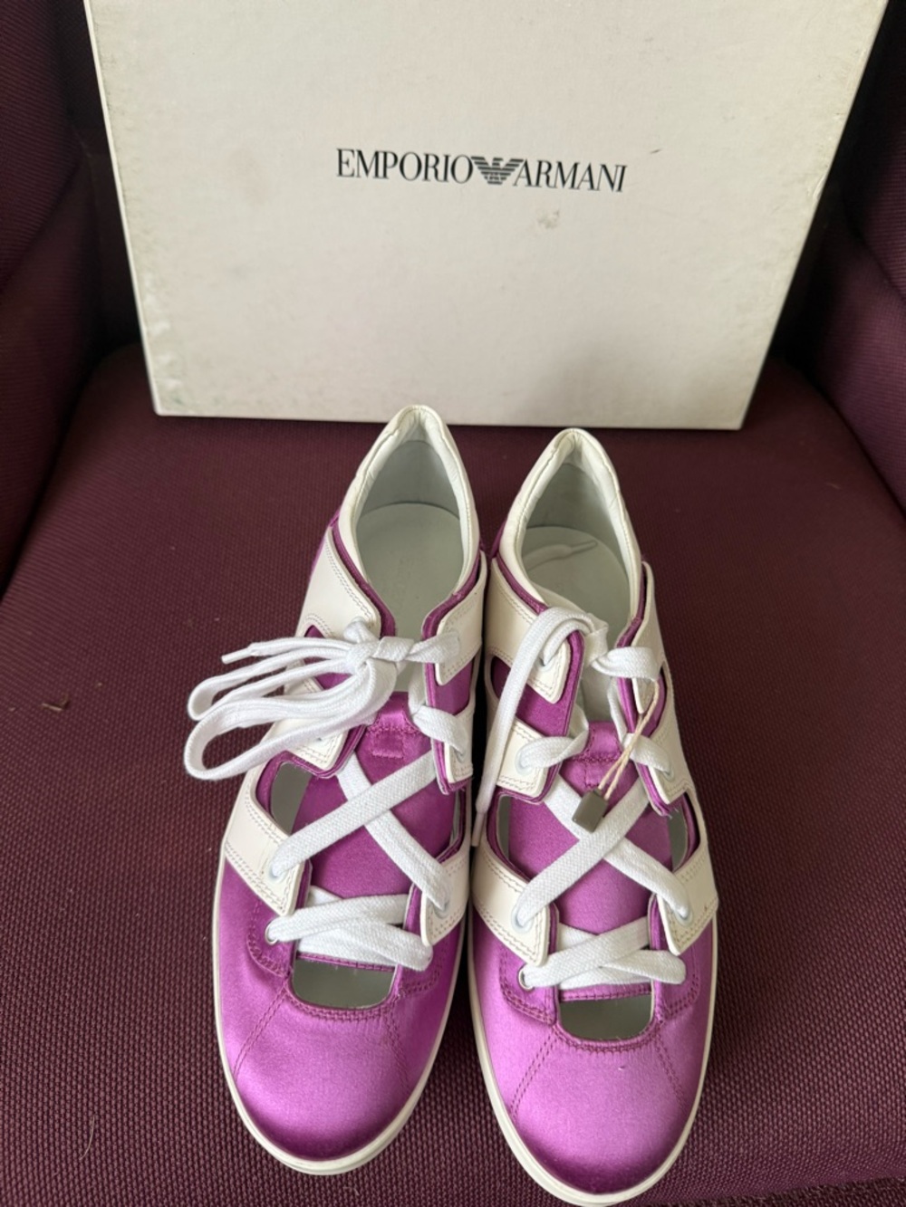 Giorgio Armani Pink and White Women's Sneakers